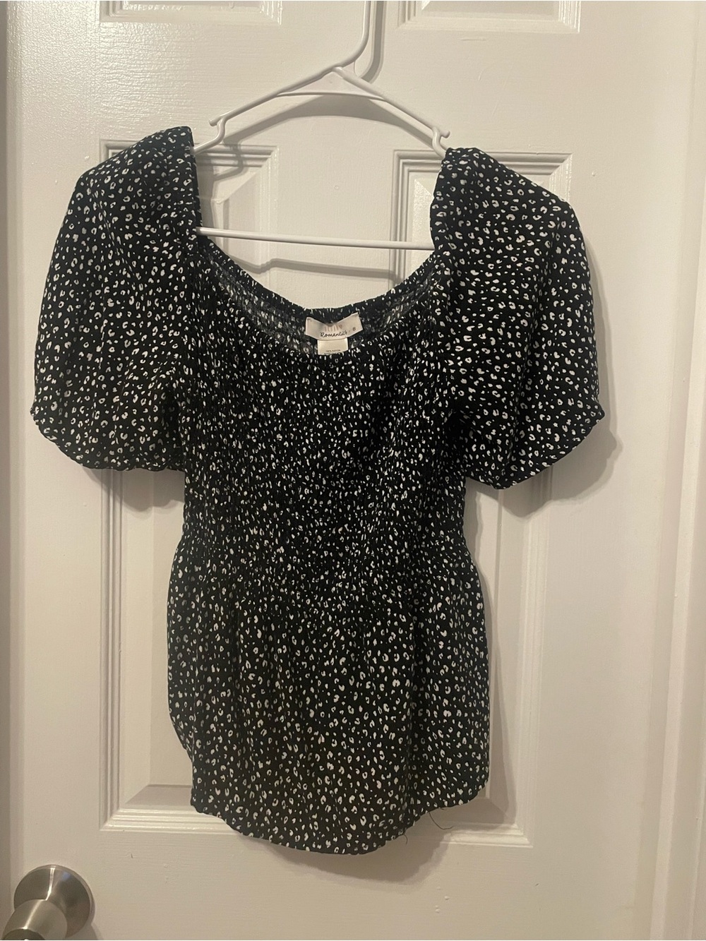 URBAN Romantics Black Blouse with White Spot Print